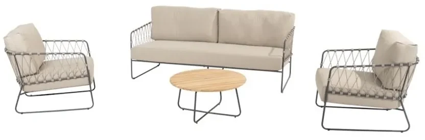 Prego stoel bank loungeset 4 delig rope taupe Taste 4SO