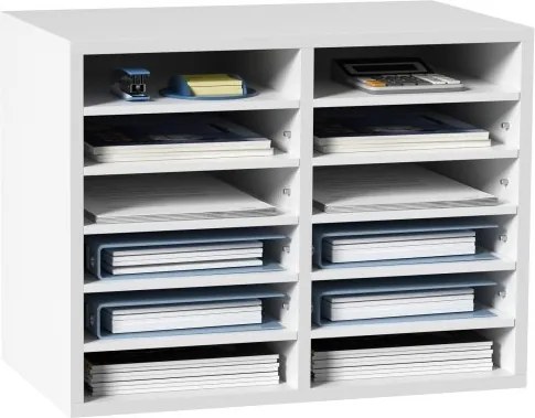 VEVOR Brievenbak Bureau Organizer 520 x 305 x 410 mm, 2,3-5,6 cm Verstelbaar A4 Stapelbaar, Papierlade, Opbergsysteem Bureau Opbergsysteem (Wit, 2 x 6 compartimenten)