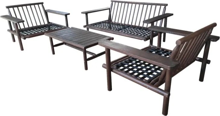The Outsider Stoel-Bank Loungeset - Laruna - Acaciahout - Vintage Bruin / Wit - The Outsider