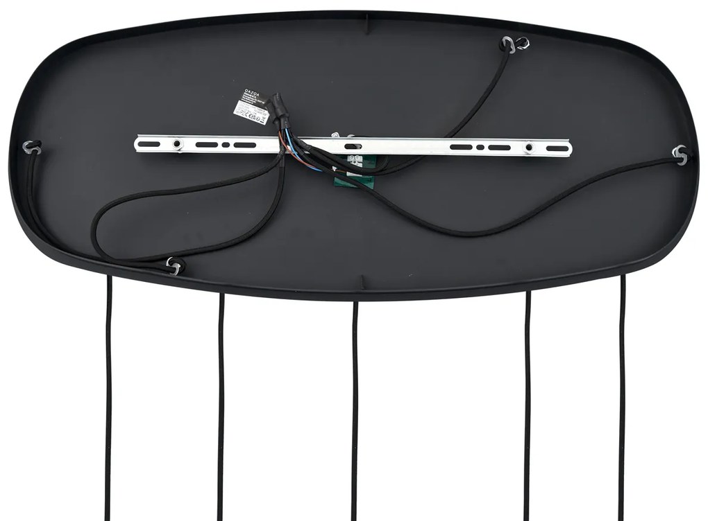 Moderne hanglamp zwart met amber glas 5-lichts - Sheena