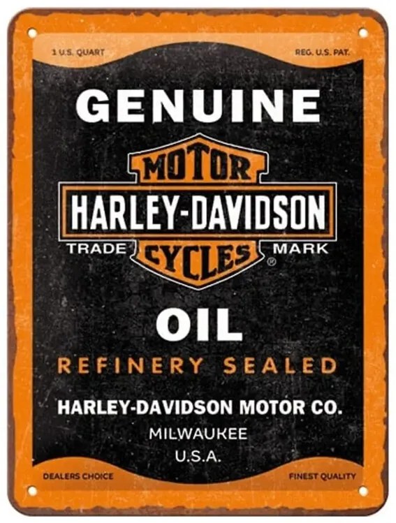 Metalen bord Harley-Davidson - Genuine Oil