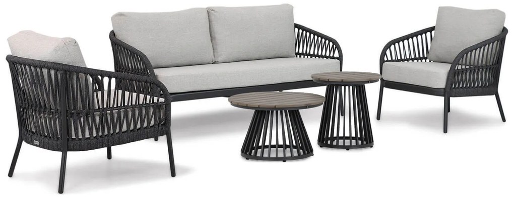 Stoel en Bank Loungeset Aluminium/rope Grijs 4 personen Coco Puerto/Sorrento