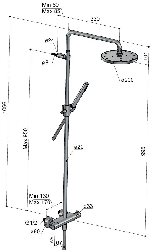Hotbath Universal thermostatische regendouche chroom