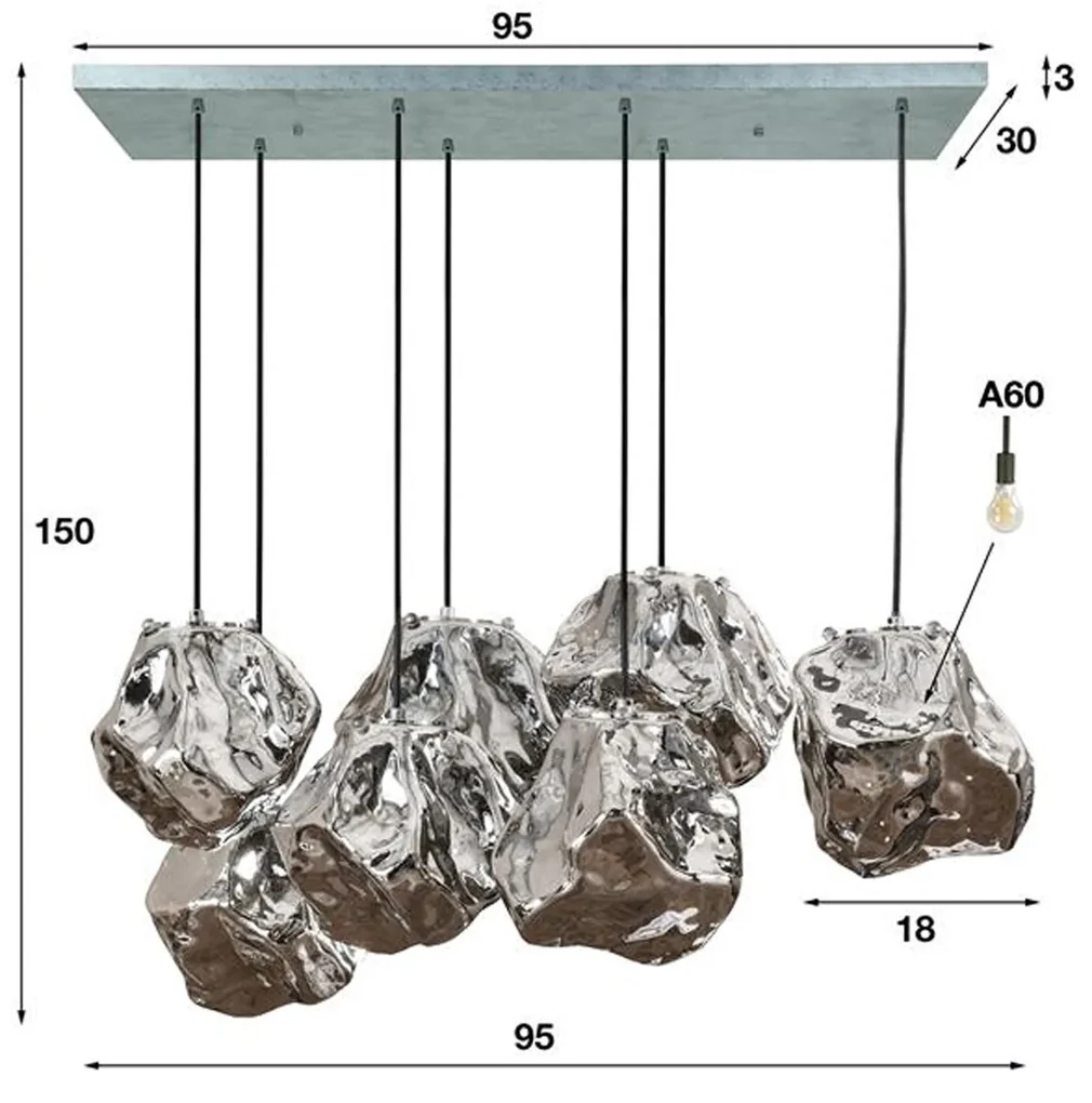 Hanglamp Eettafel Met Glazen Stenen