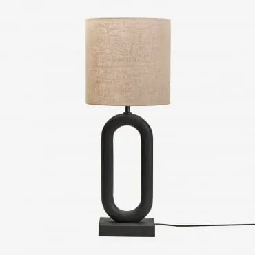 Tiberia Mangohouten Tafellamp Gewoon Zwart & Licht Zandbruin Ø30 Cm - ↑30 Cm Arlina - Sklum