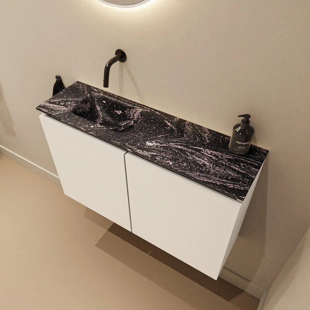 Mondiaz Ture DLux toiletmeubel 80cm talc met wastafel lava links zonder kraangat