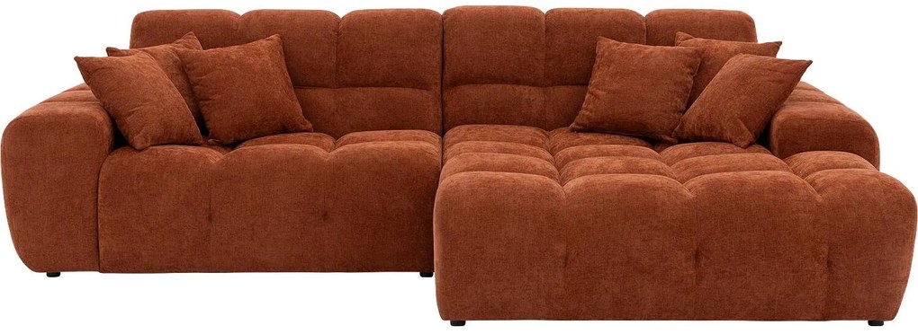 Goossens Excellent Bank Kubus - 40 X 40 Cm Stiksel rood, stof, 1,5-zits, modern design met chaise longue links