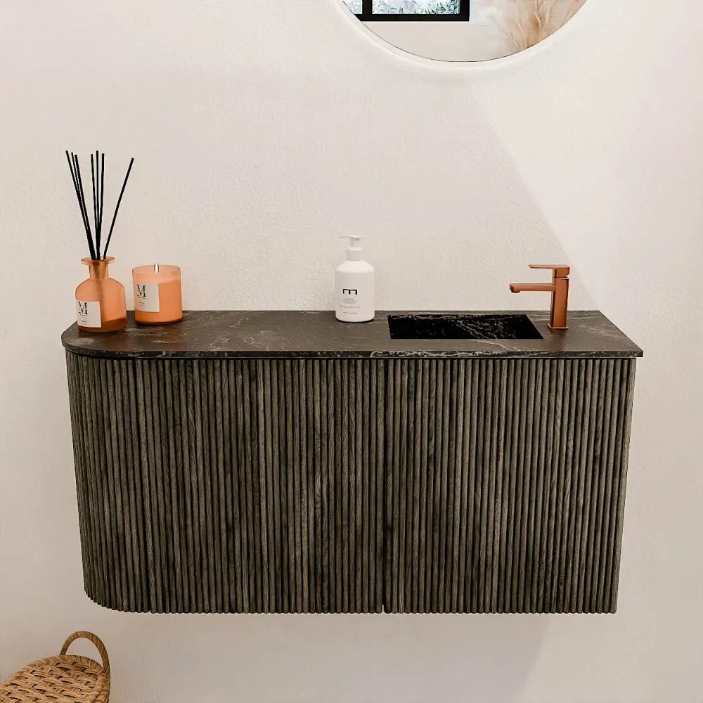 Mondiaz Joya DLux 80cm toiletmeubel ronding links shadow met wastafel faye rechts 1 kraangat lava