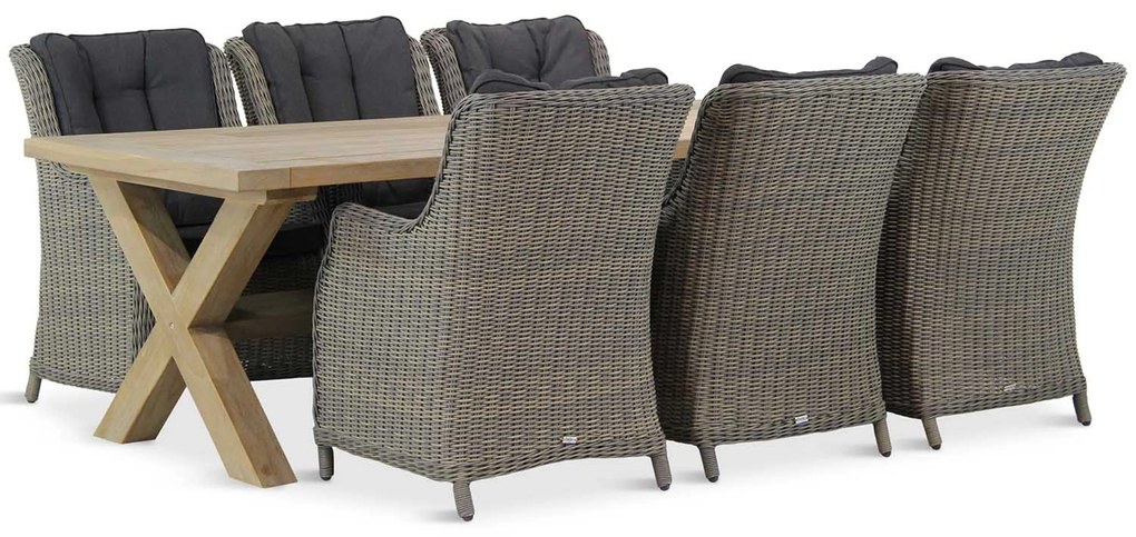 Tuinset 6 personen 240 cm Wicker Taupe Garden Collections Buckingham/Oregon