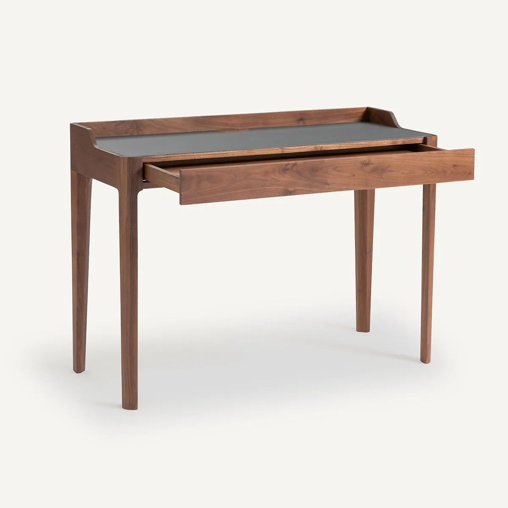 Bureau notenhout/linoleum, Junius design E. Gallina
