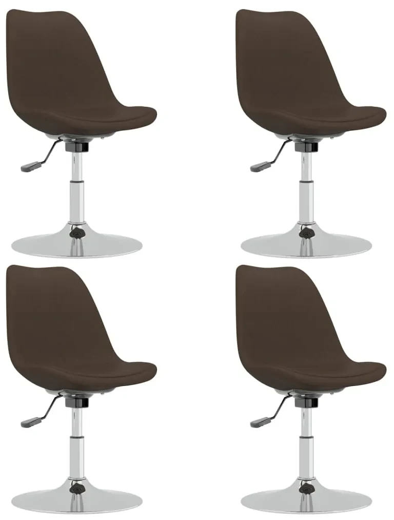 vidaXL Eetkamerstoelen draaibaar 4 st stof donkerbruin