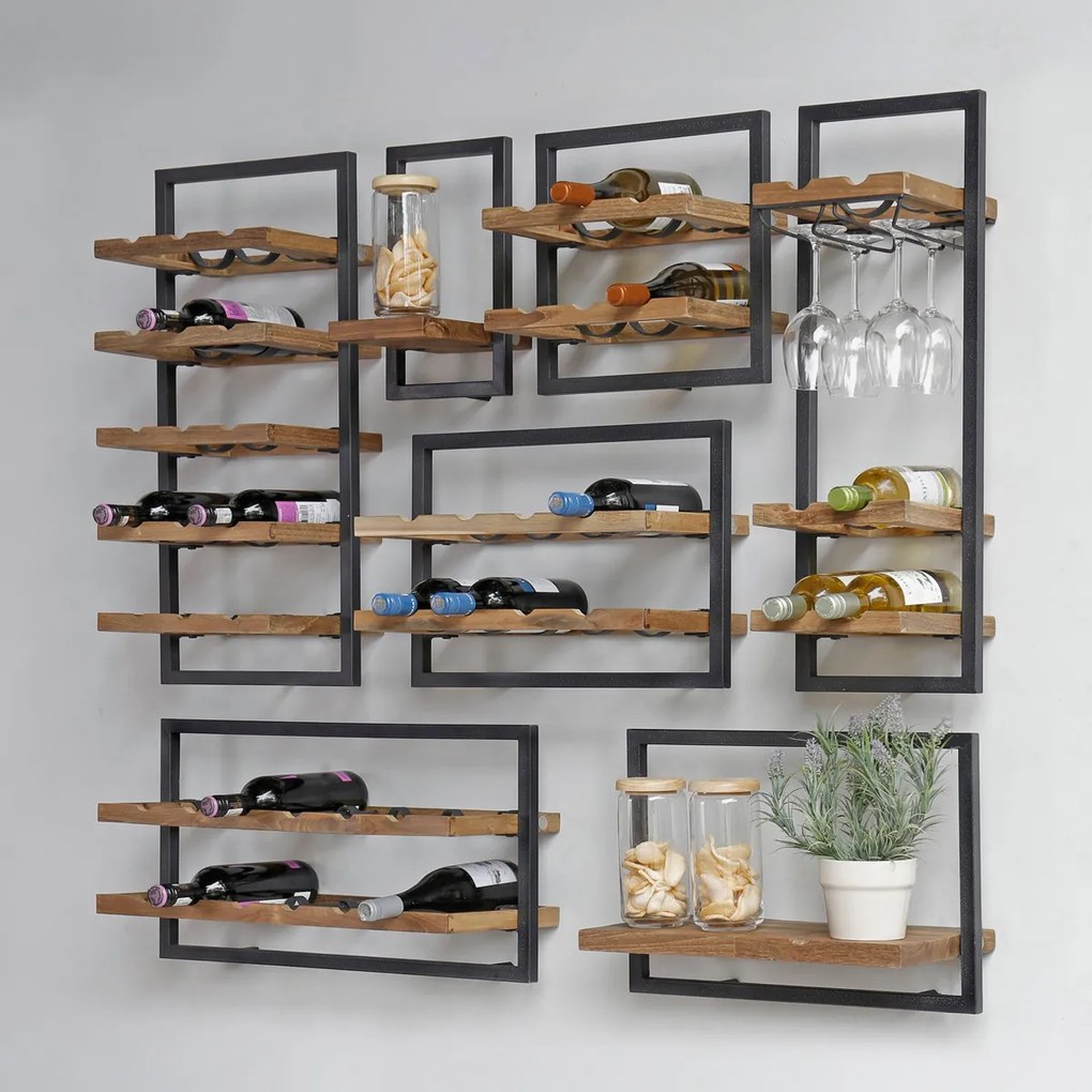 DTP Home Shelfmate & Winemate Natural 7-delig Wijn-wandrek 130x115cm - 130x25x115cm.