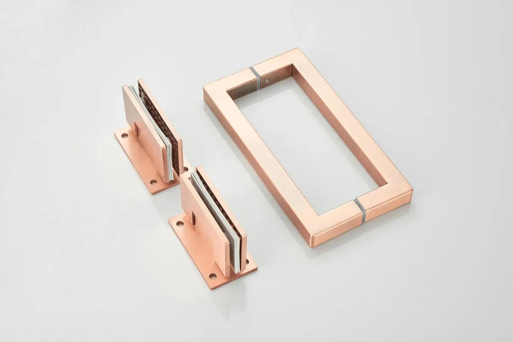Saniclear Modern Copper brons glas douchecabine 90x70cm met 70cm deur anti-kalk geborsteld koper Saniclear Modern Copper brons glas douchecabine 90x70cm met 70cm deur anti-kalk geborsteld koper