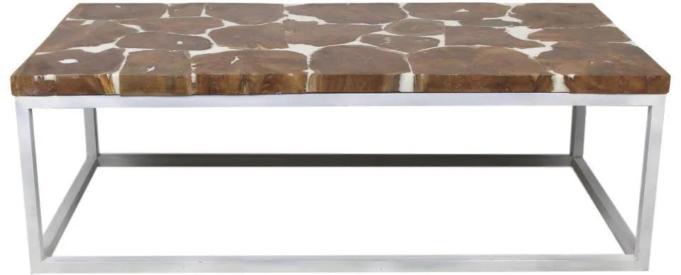 HSM Collection | Salontafel Resin lengte 120 cm x breedte 60 cm x hoogte 40 cm wit salontafels resin teak, ijzer meubels tafels