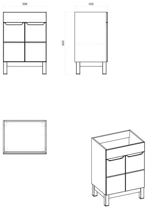 Comad Bali White badkamermeubel 60cm met witte wastafel en kraangat eiken/wit