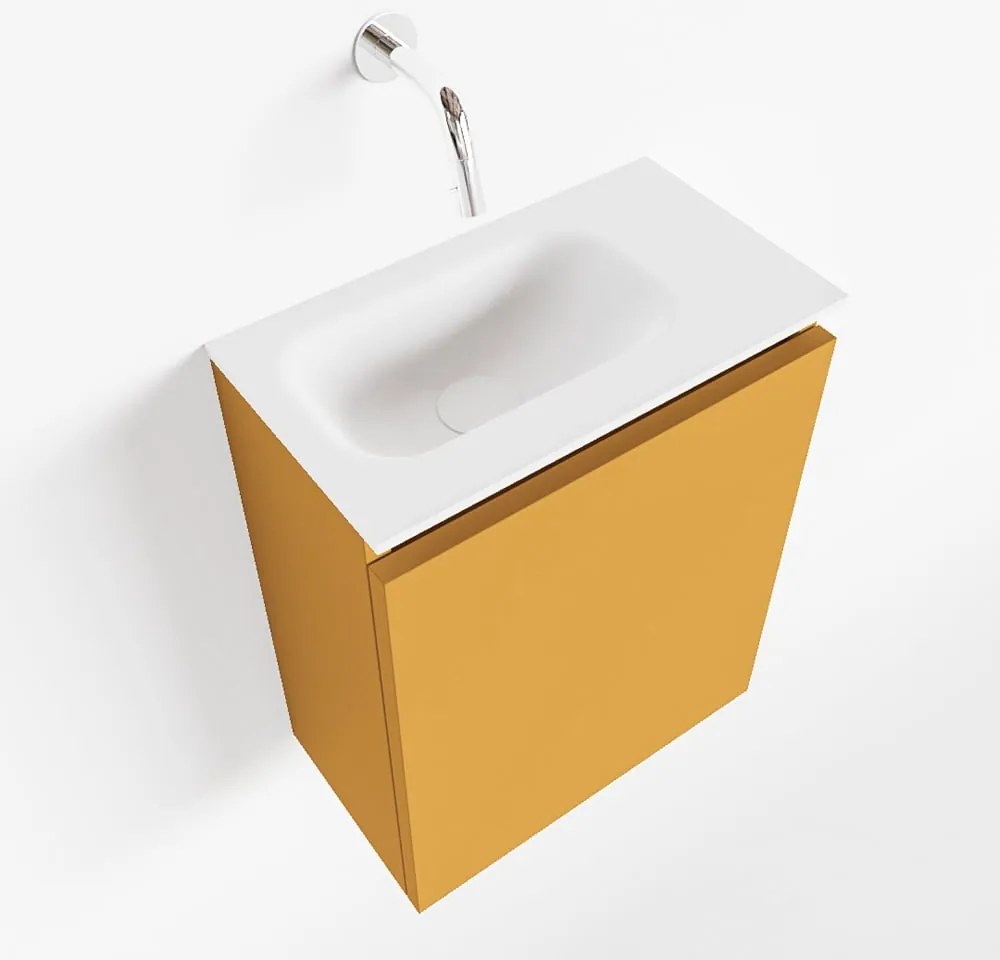 Mondiaz Ture 40cm toiletmeubel ocher met wastafel talc links geen kraangat