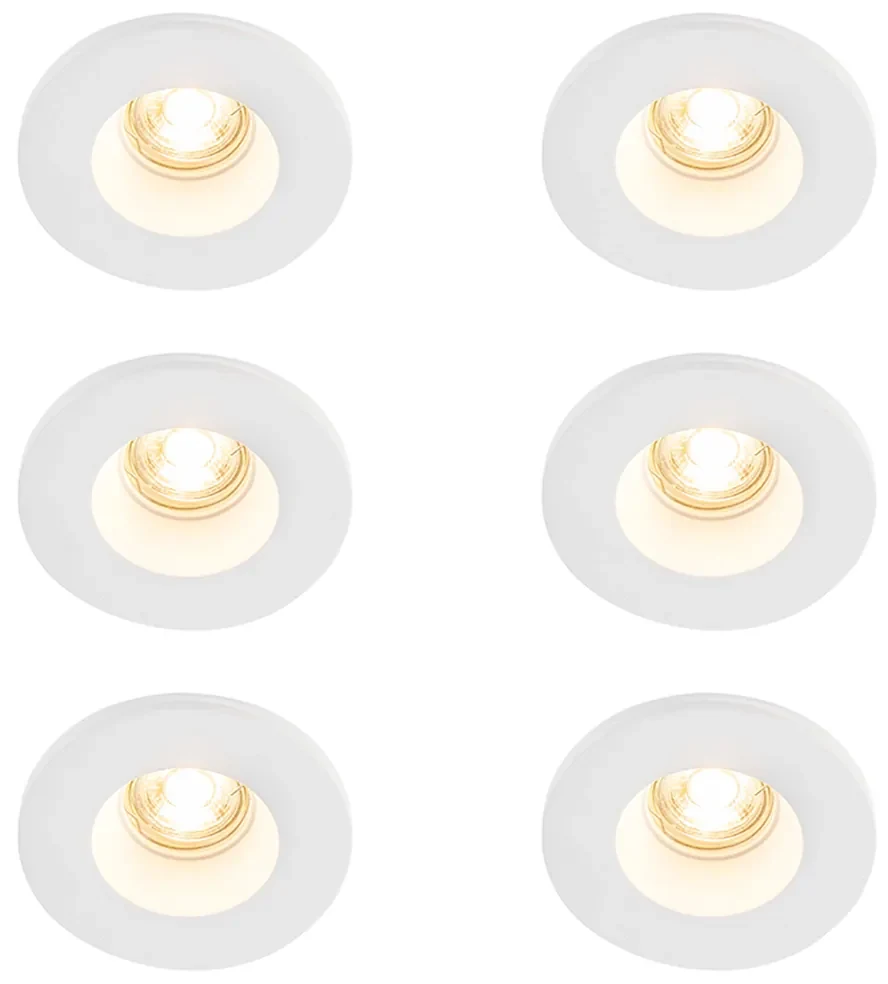 Set van 6 Inbouwspot wit 13 cm rond - Gypsy Stucco GU10 Binnenverlichting Gips Lamp