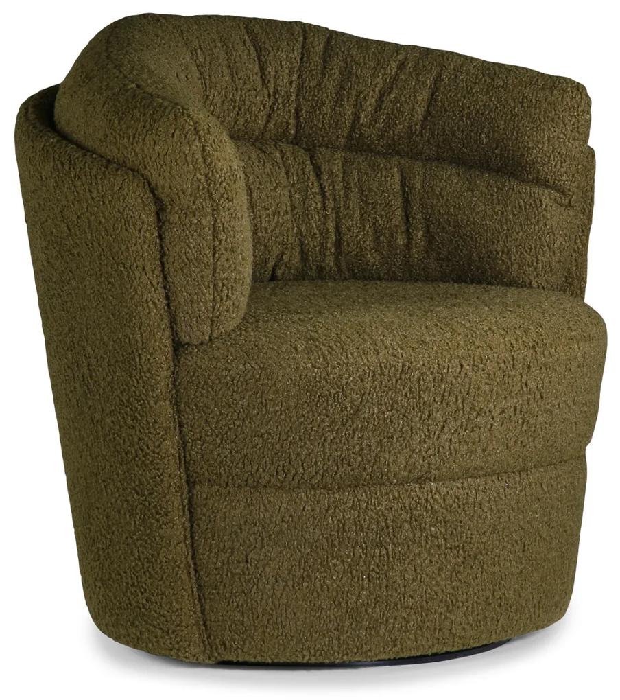 HKliving Twister Draaibare Fauteuil Groen Boucle