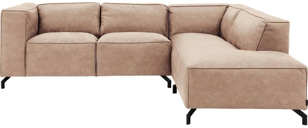 Goossens Bank Calvin beige, micro leer, 2-zits, modern design met ligelement rechts