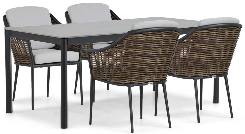 Tuinset 4 personen 180 cm Aluminium/wicker Grijs Coco Olivine/Como