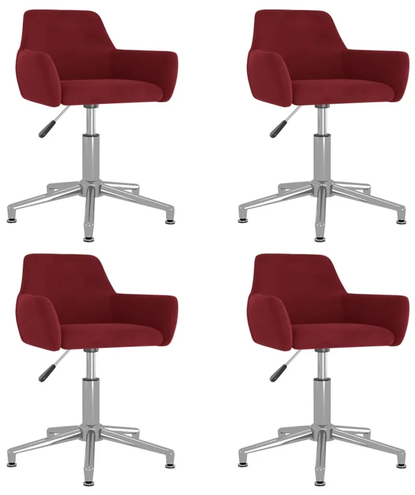 vidaXL Eetkamerstoelen draaibaar 4 st fluweel wijnrood