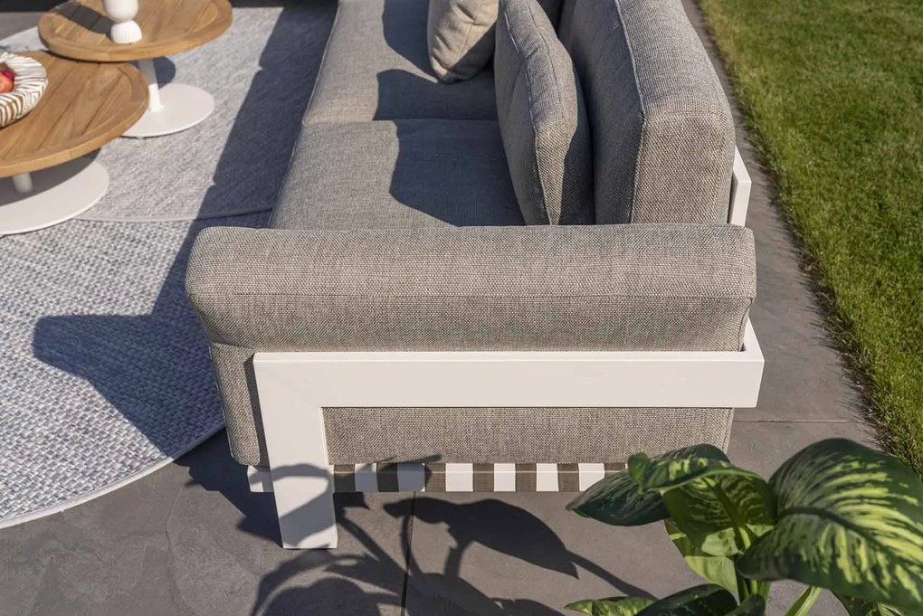 4 Seasons Outdoor Paloma hoek loungebank met eiland en Volta tafels * Sale *      beige weerbestendig