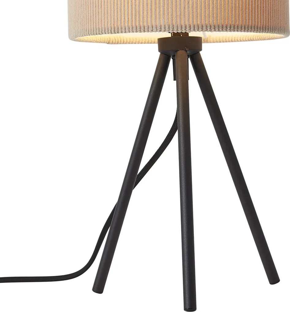 Moderne tripod tafellamp taupe met velours kap - Luz