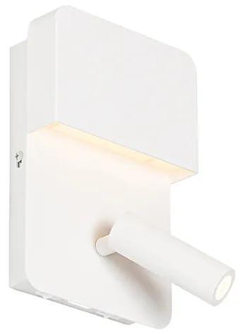Wandlamp wit incl. LED met USB en leeslamp met schakelaar - Robin Modern Binnenverlichting Lamp