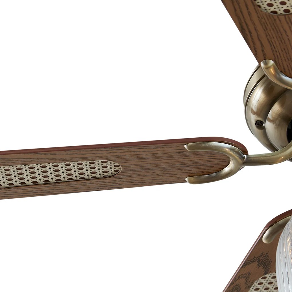 Plafondventilator messing met hout 107.5cm met trekschakelaar - Mistral Karel