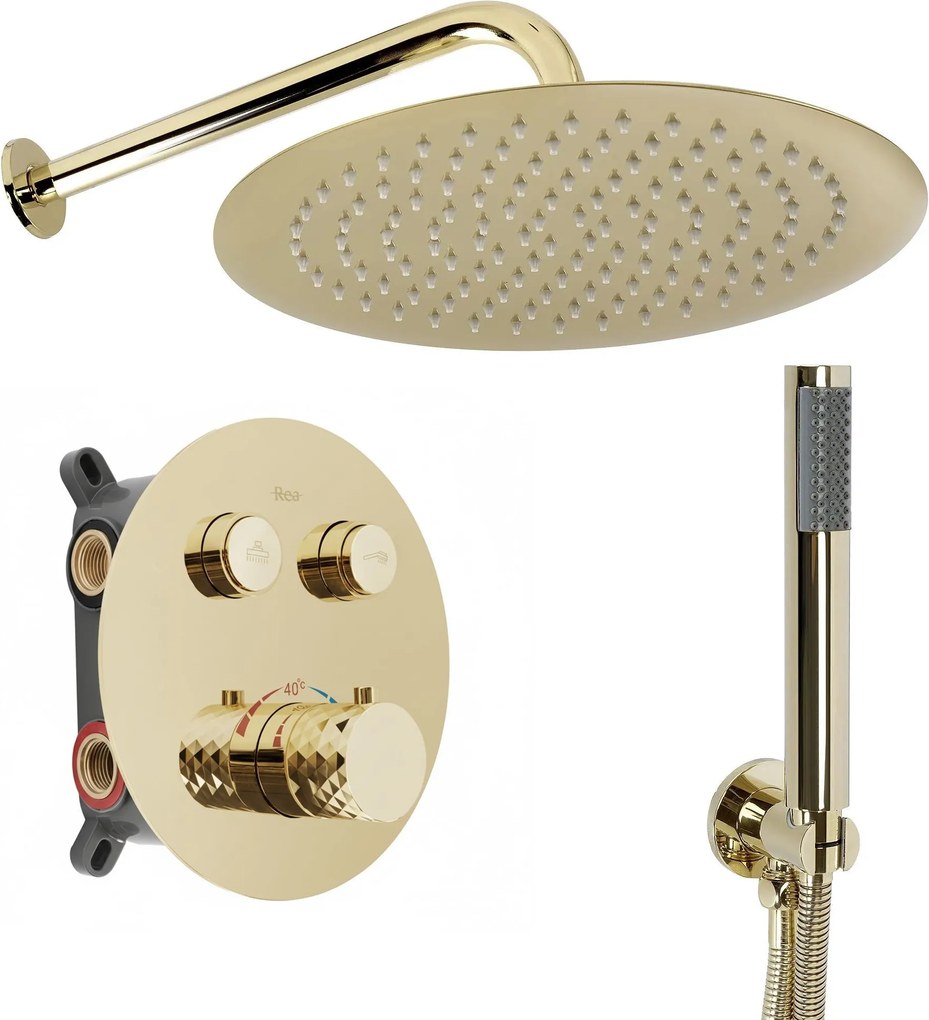 Inbouw regendoucheset Rea Lungo Diamond Gold+ BOX