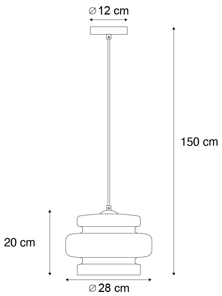 Retro hanglamp zwart met groen glas - Denise Retro E27 rond Binnenverlichting Lamp