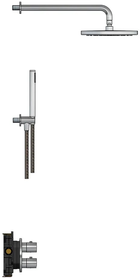 Hotbath Archie IBS30AIX inbouwdouche met staafhanddouche en 30cm hoofddouche RVS