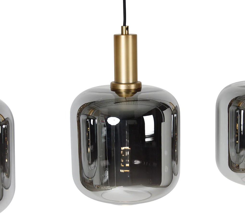 Eettafel / Eetkamer Hanglamp zwart met goud en smoke glas incl. 4 PUCC - Zuzanna Design E27 Binnenverlichting Lamp