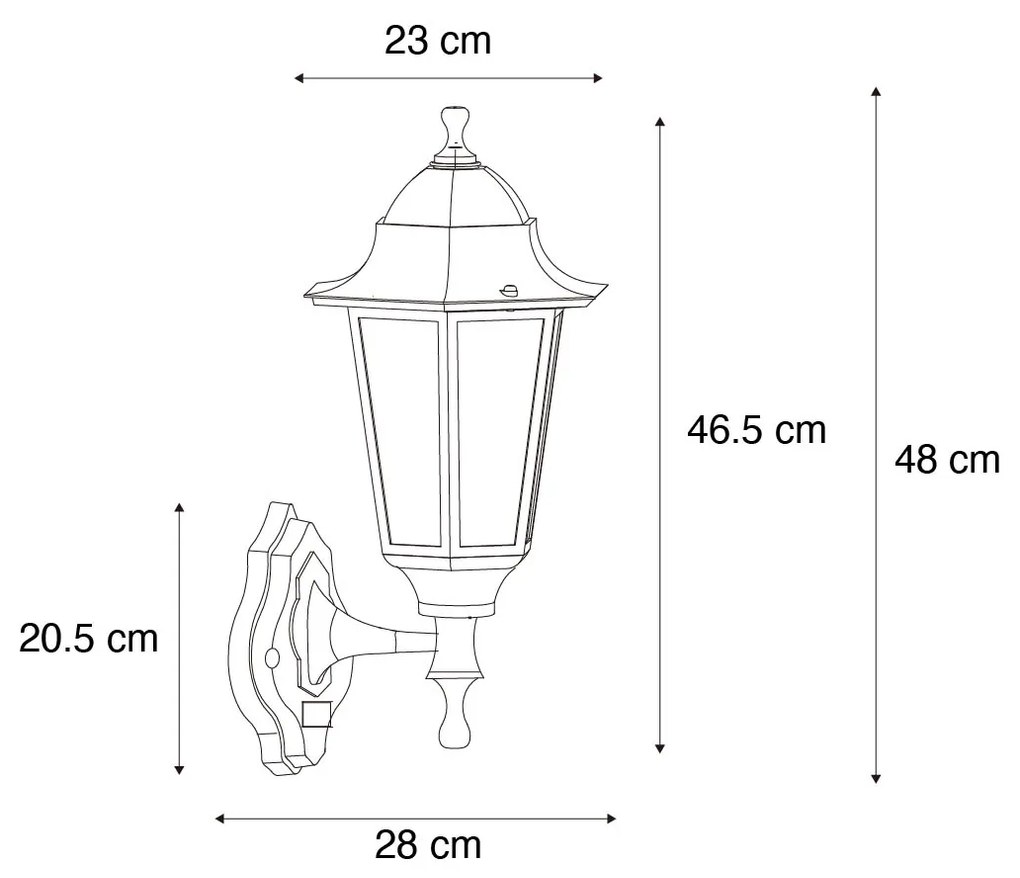 Buiten wandlantaarn donker groen met bewegingssensor IP44 - New Orleans up