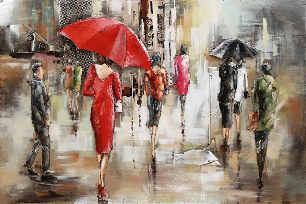 Schilderij - Metaalschilderij - In de regen, 120x80cm