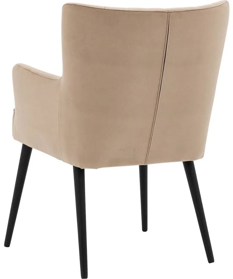 Goossens Eetkamerstoel Rob bruin velvet stof met armleuning, urban industrieel