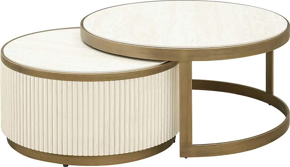 Richmond Interiors Tivoli Ronde Salontafelset Beige Goud - 91 X 91cm.