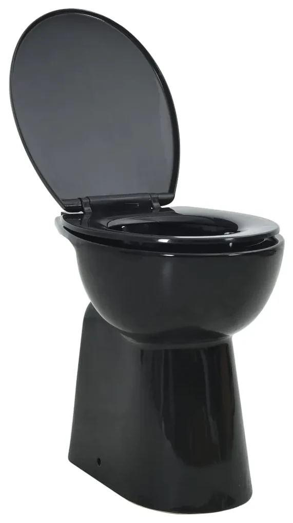 vidaXL Toilet verhoogd 7 cm soft-close randloos keramiek zwart