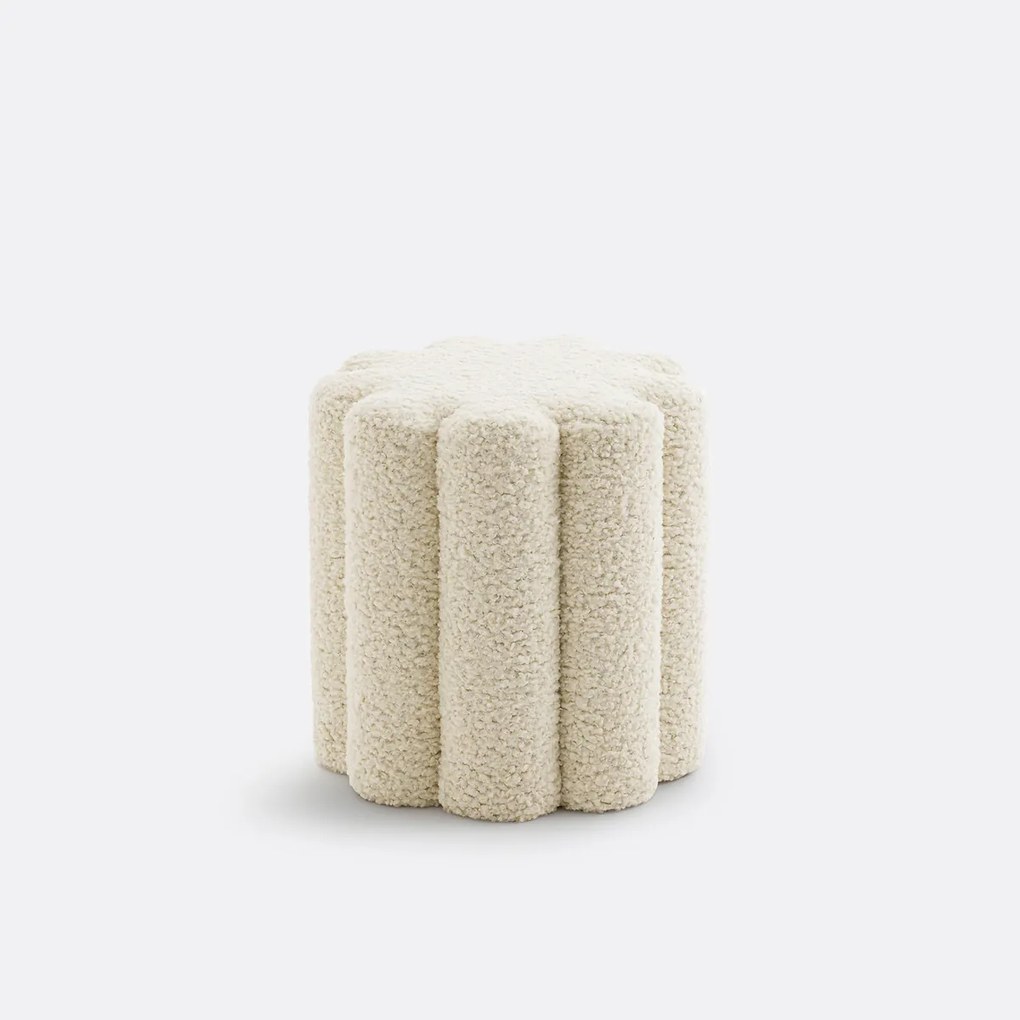 Poef in chenille bouclé stof, Justyna