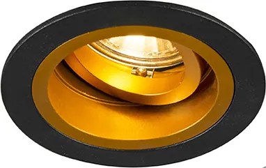 Smart inbouwspot zwart met goud kantelbaar incl. Wifi GU10 - Chuck