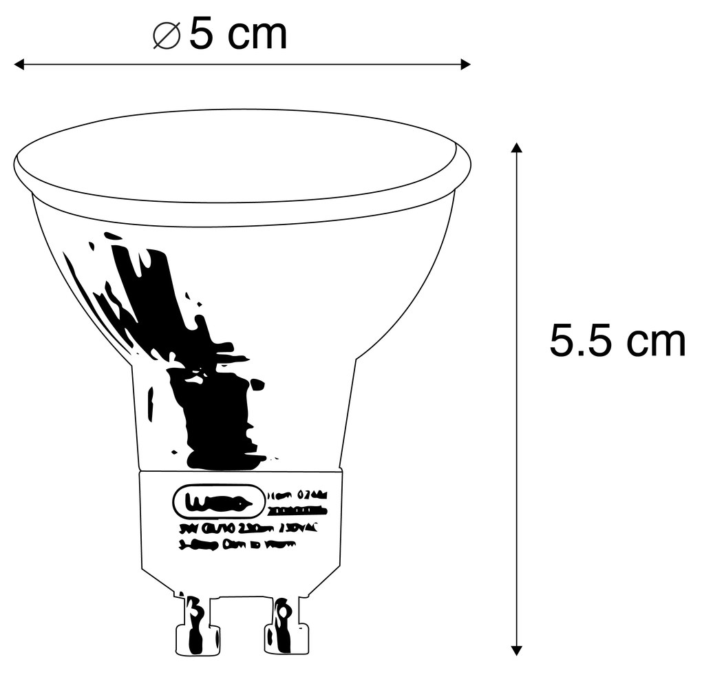 Set van 5 GU10 3-staps dimbaar in Kelvin LED lamp 3W 180 lm 2000K-2700K