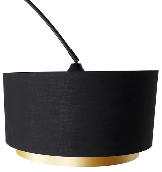 Moderne booglamp zwart met duo kap zwart met goud - XXL Modern E27 Binnenverlichting Lamp