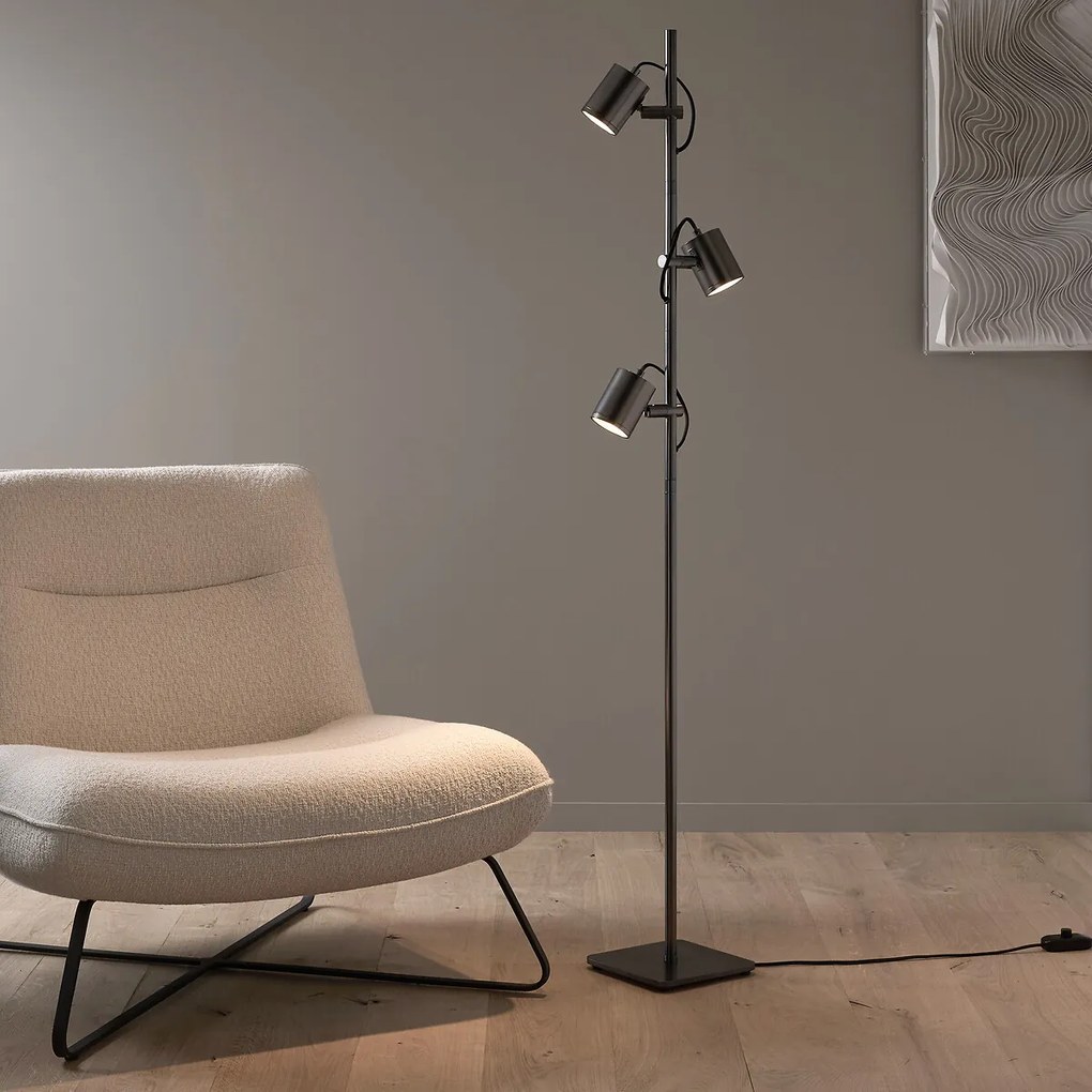 Staande lamp met 3 verstelbare grafiet spots, Girevole