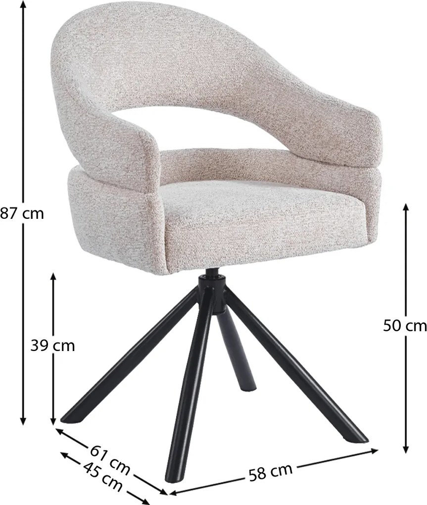 Eetkamerstoel Met Open Rug Beige Zwart