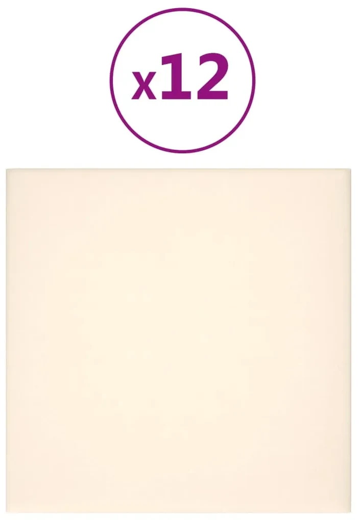 vidaXL Wandpanelen 12 st 1,08 m² 30x30 cm fluweel crèmekleurig