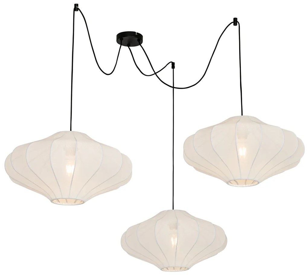 Stoffen Eettafel / Eetkamer Smart hanglamp met dimmer wit 50cm 3-lichts incl. 3 Wifi G95 - Plu E27 Binnenverlichting Lamp
