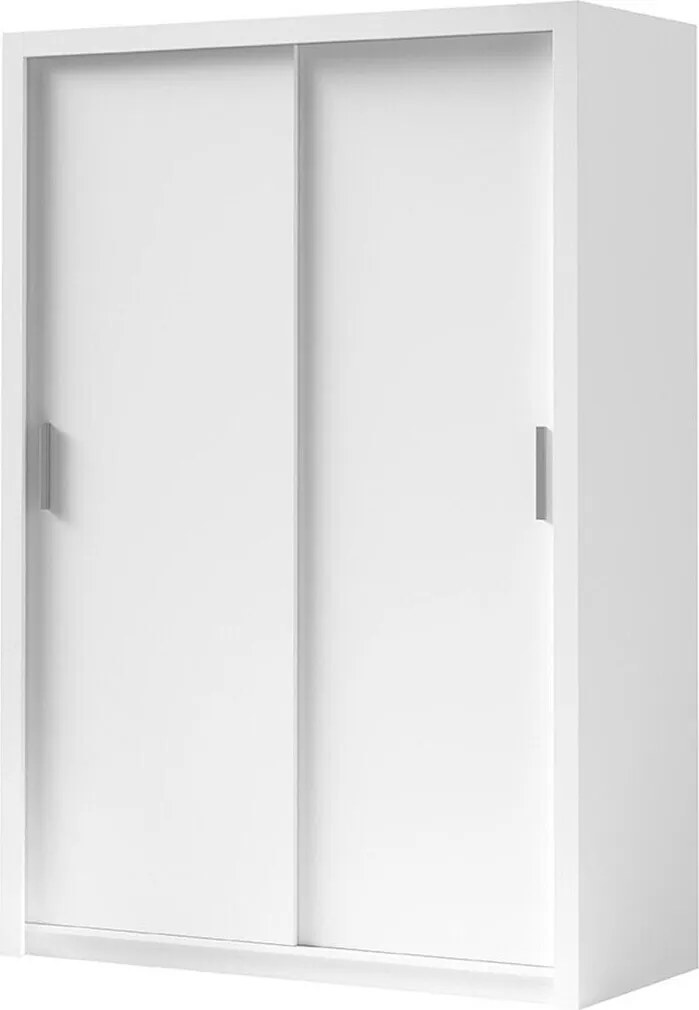 Kledingkast Catromi 105, Wit, 215x150x62cm, 124 kg, Kledingkast deuren: Schuivend, Aantal planken: 5, Aantal planken: 5