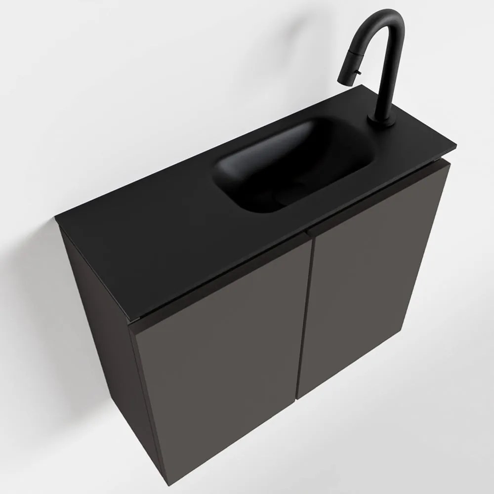 Mondiaz Ture 60cm toiletmeubel dark grey met wastafel urban rechts 1 kraangat