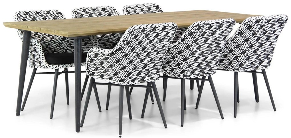 Tuinset 6 personen 240 cm Wicker Zwart Lifestyle Garden Furniture Crossway/Montana