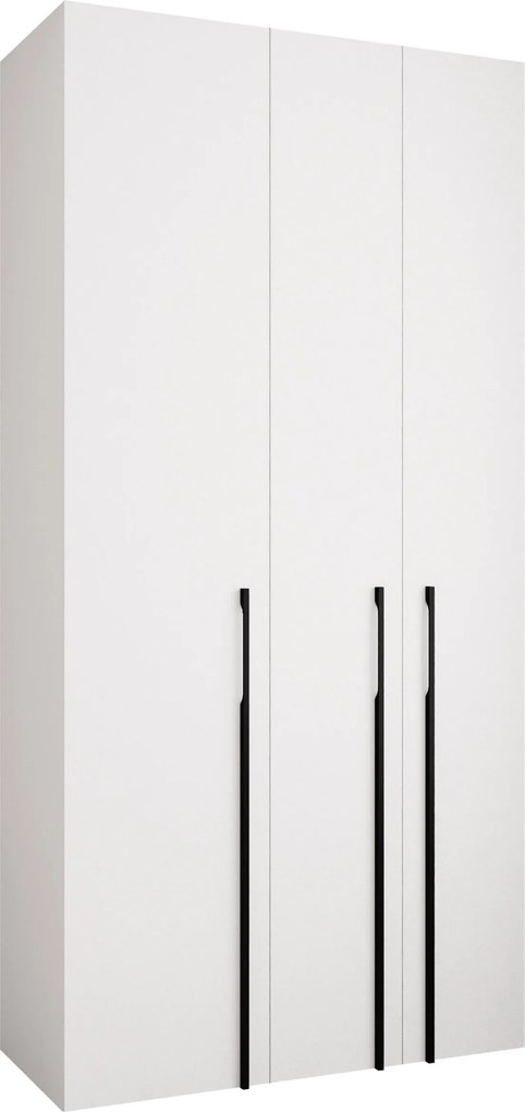 Kledingkast Hartford 571, Wit, Zwart, 246x120x42cm, 100 kg, Kledingkast deuren: Met scharnieren, Aantal planken: 8, Aantal planken: 8